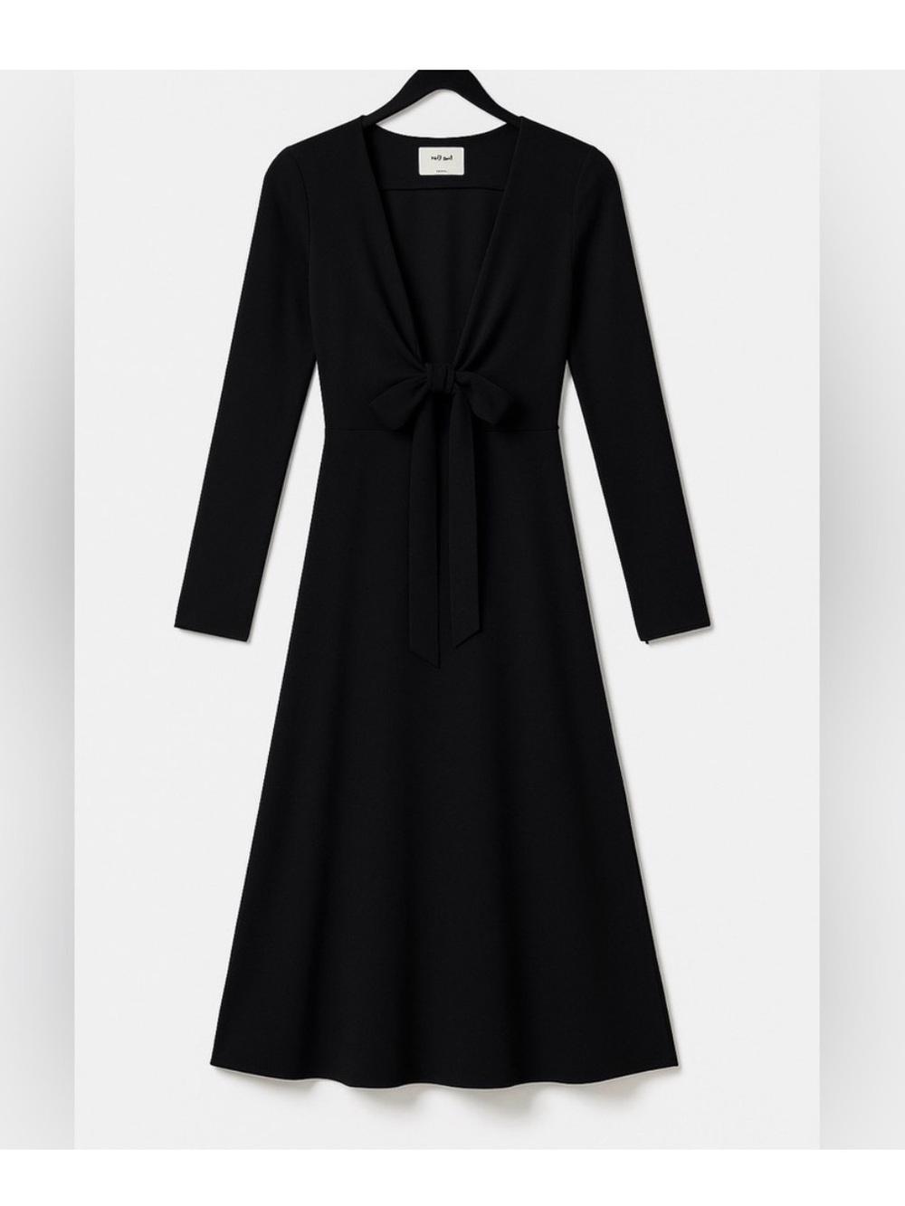 Wilfred Black Long-Sleeve Tie-Front Midi Dress